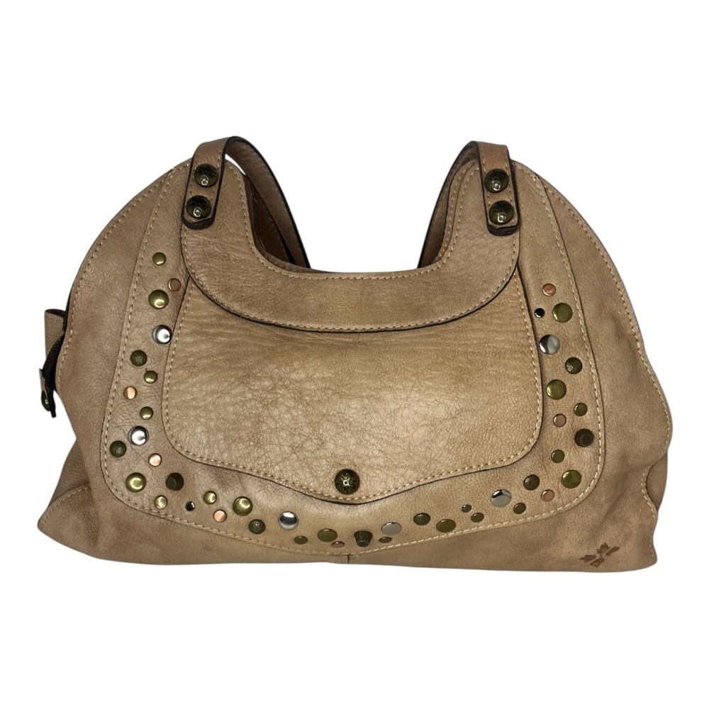 Patricia Nash Studded Tan Leather Ergo Satchel Handbag